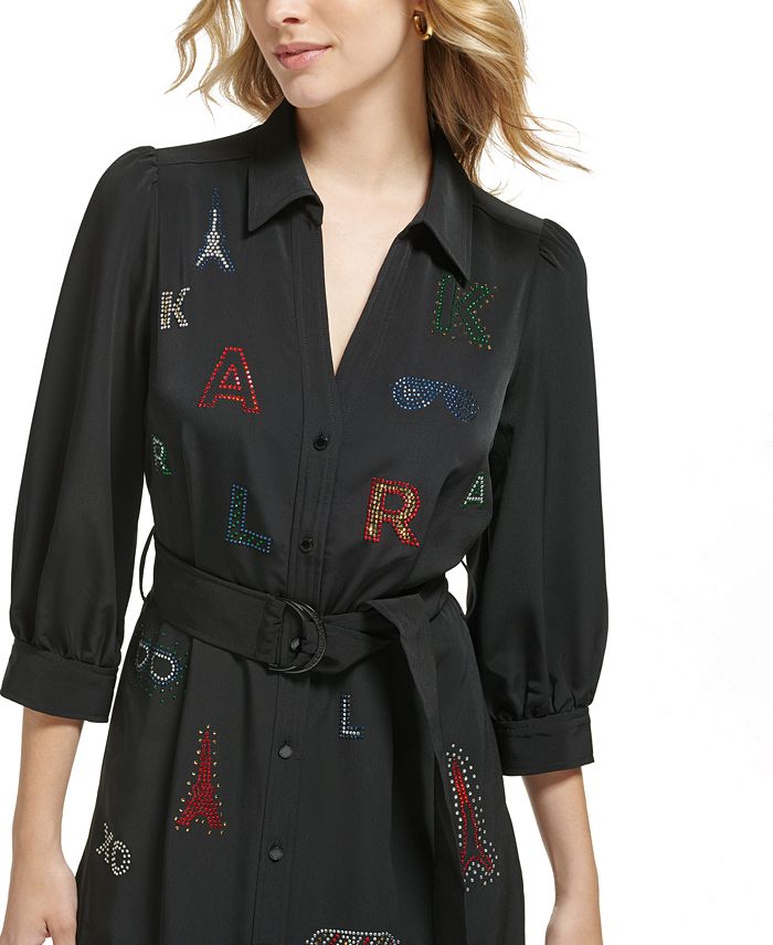 Karl Lagerfeld Paris - Women's Rhinestone-Embellished Shirtdress