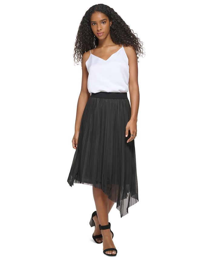 Calvin Klein - Women's Asymmetrical Hem Pleated Midi Skirt