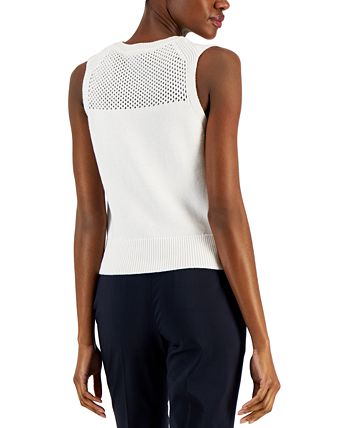 Tommy Hilfiger - Women's Cotton Mesh Yoke Sleeveless Top