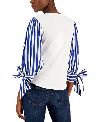 Tommy Hilfiger - Women's Cotton Tied-Sleeve Top