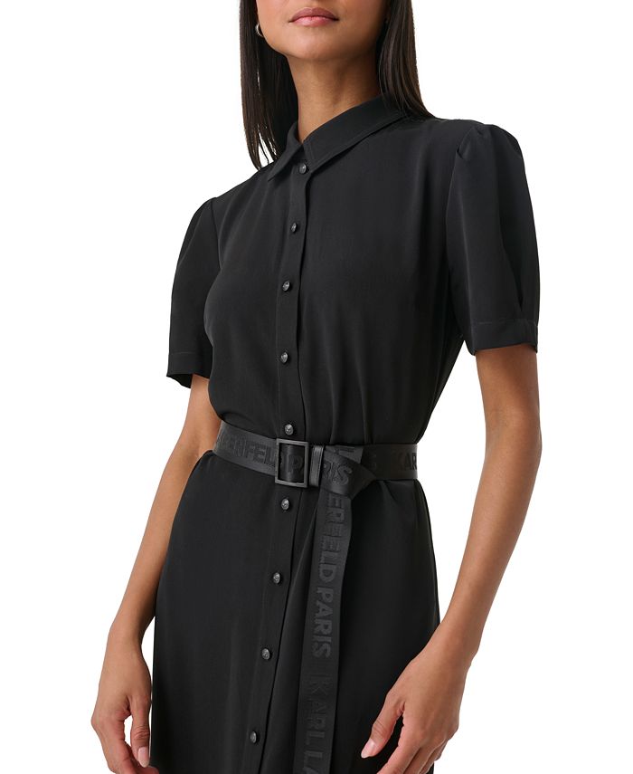 Karl Lagerfeld Paris - Women's Handkerchief-Hem Midi Shirtdress