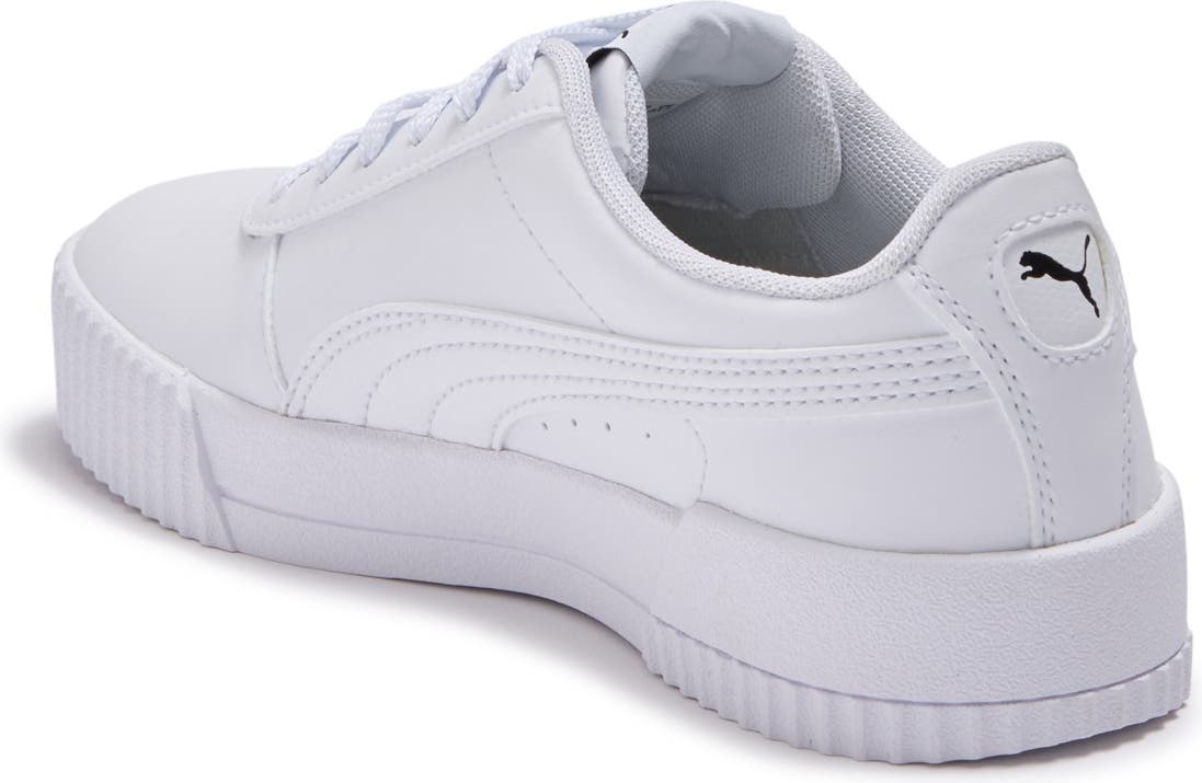 PUMA Carina Leather Platform Sneaker, Alternate, color, PUMA WHITE-PUMA WHITE