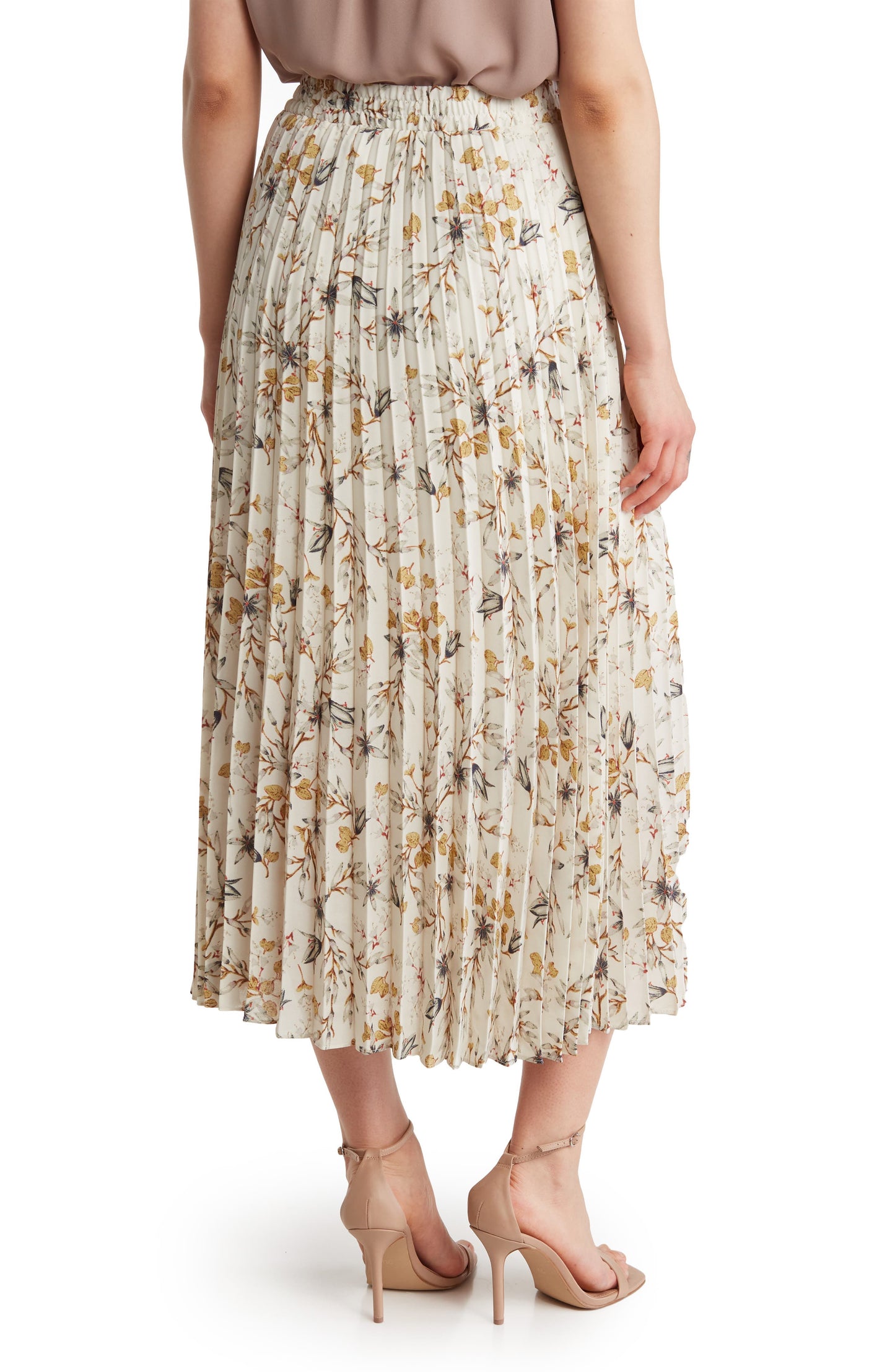 MAX STUDIO Floral Pleated Skirt, Alternate, color, ECRU/ SLATE PRSD LILLY