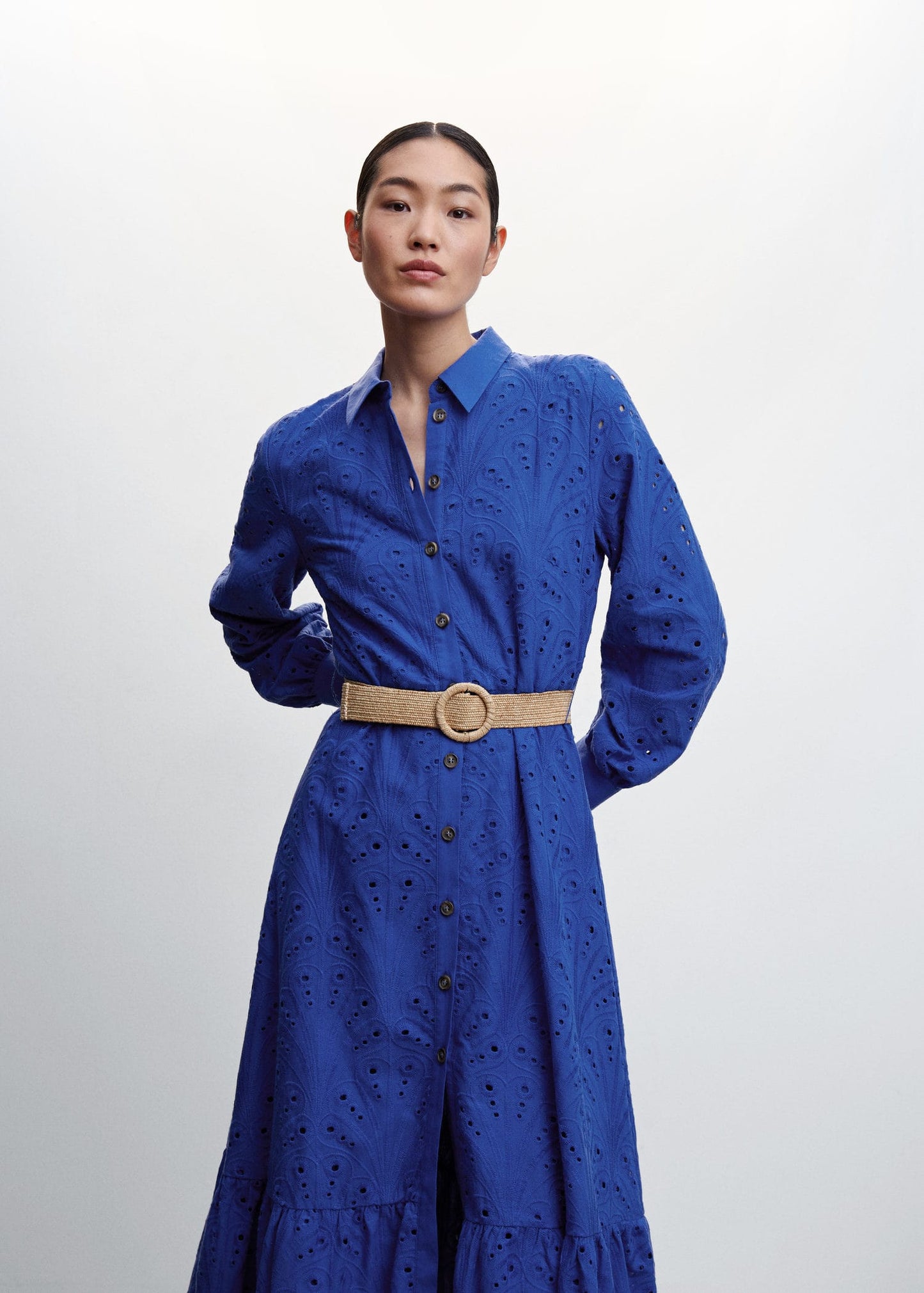 Openwork detail shirt dress - Medium plane