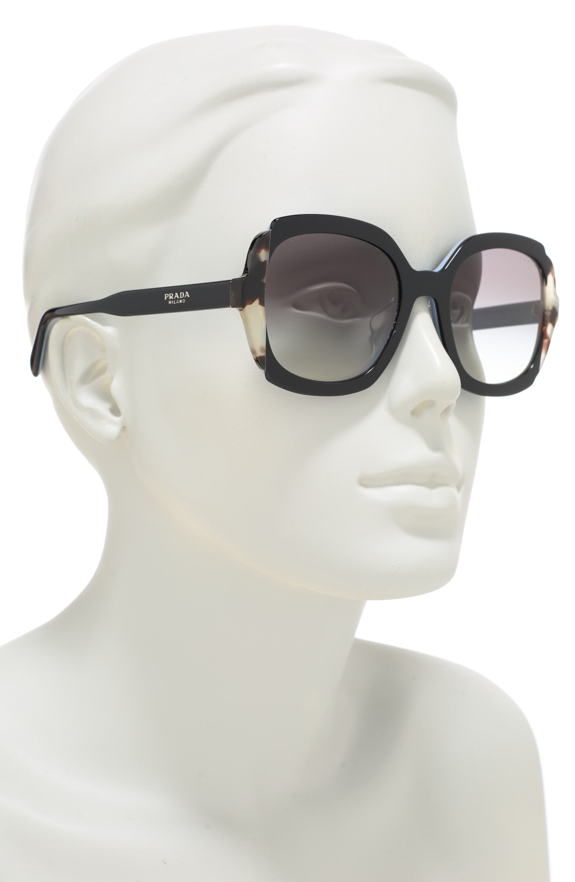 PRADA 54mm Butterfly Sunglasses, Alternate, color, BLACK AZURE/ SPOTTED BROW GREY