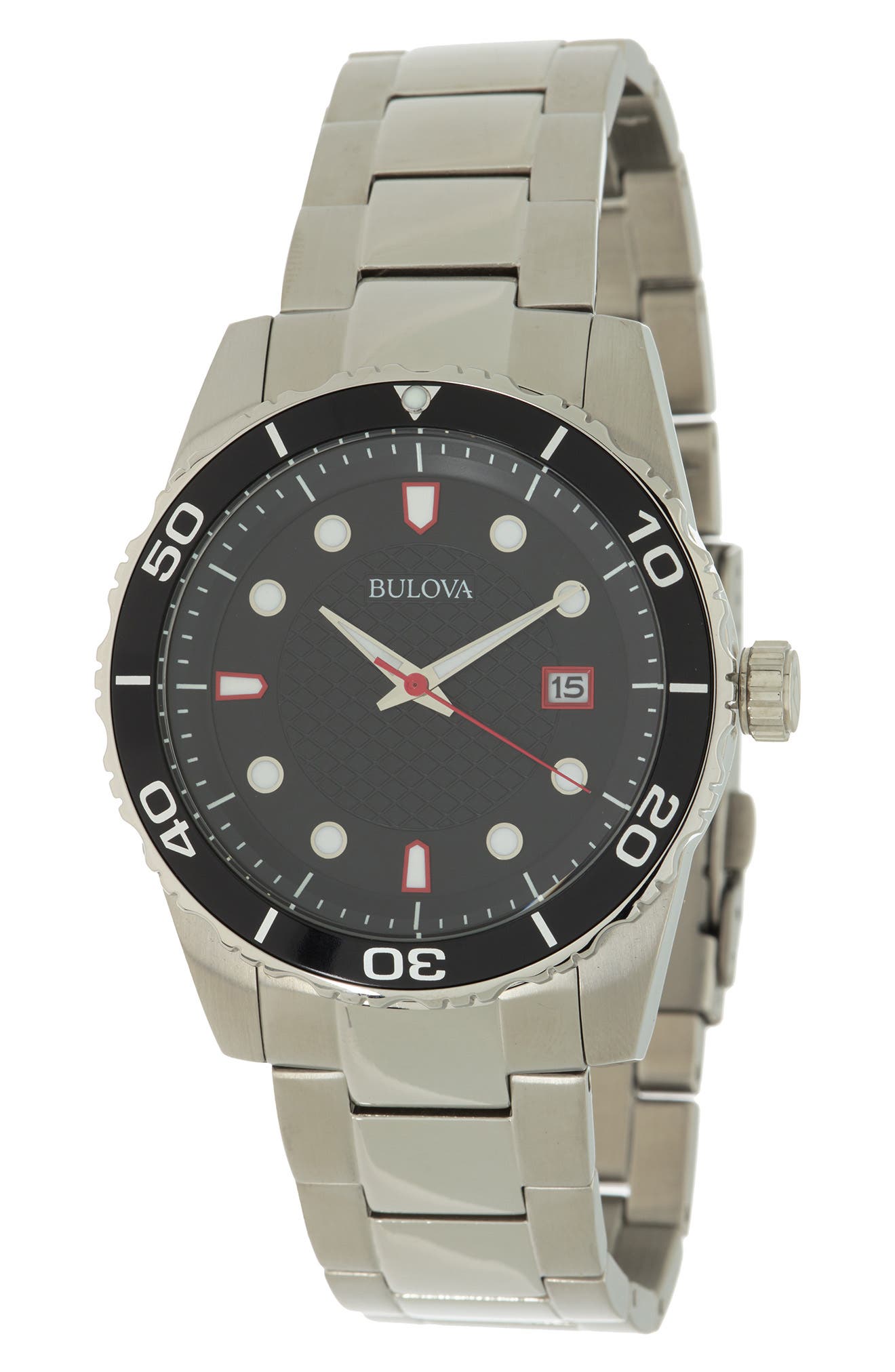 BULOVA Sport Black Bracelet Watch, 44mm, Main, color, SILVER