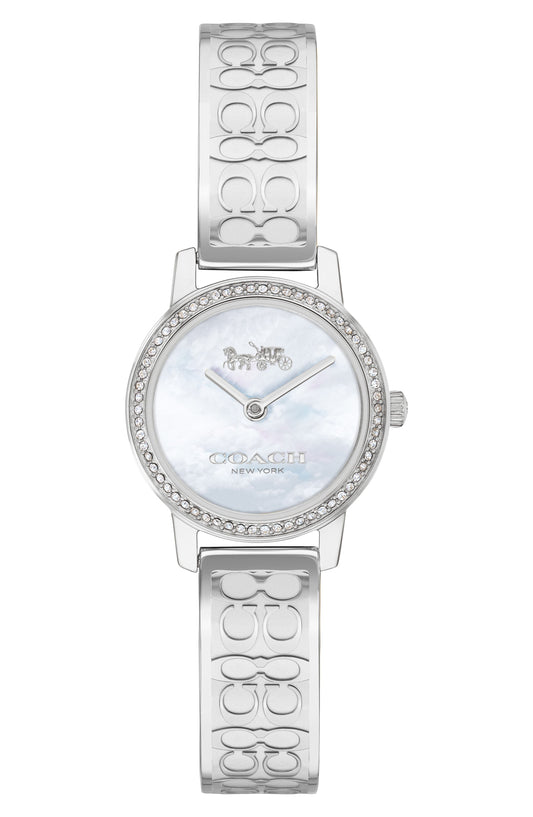 COACH Audrey Pavé Bangle Watch, 22mm, Main, color, SILVER/ WHITE MOP/ SILVER