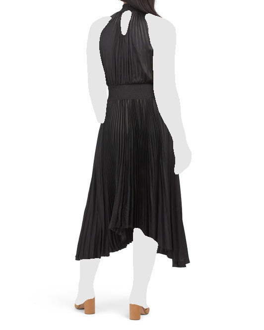 alternate image #1 of Pleated Halter Maxi Dress