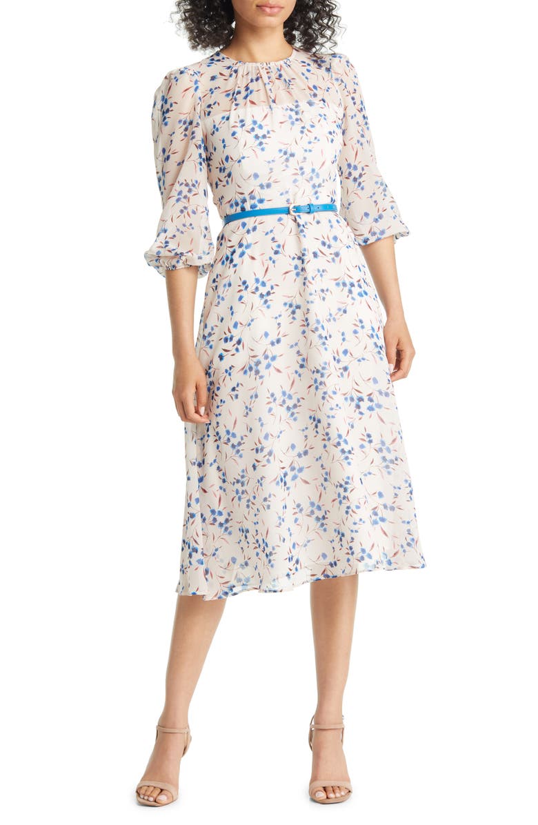 HARPER ROSE Floral Print Belted Midi Dress