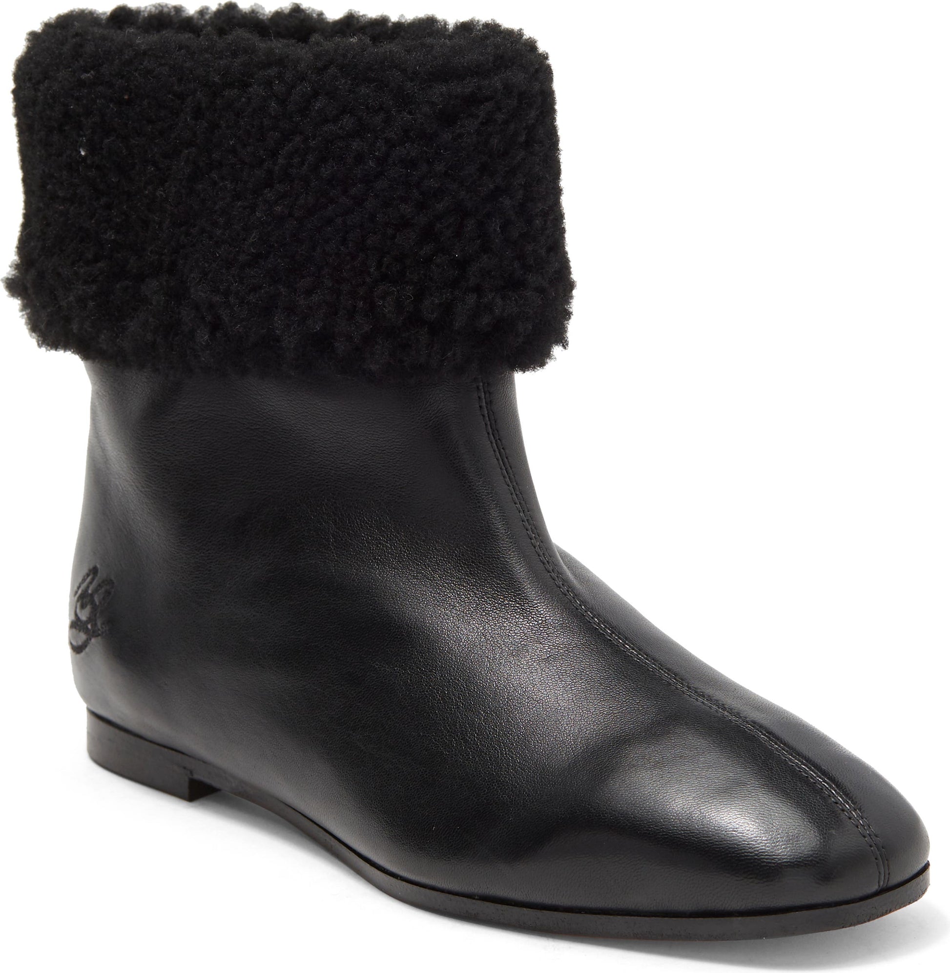 MANSUR GAVRIEL Genuine Shearling Cuff Bootie, Main, color, BLACK