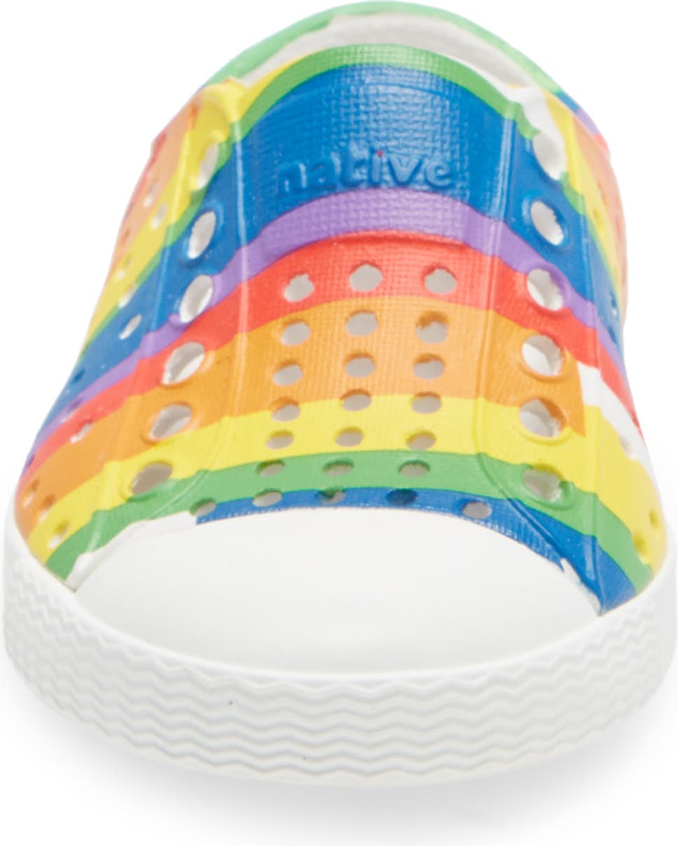 NATIVE SHOES Jefferson Water Friendly Perforated Slip-On, Alternate, color, RAINBOW MULTI STRIPE/ WHITE