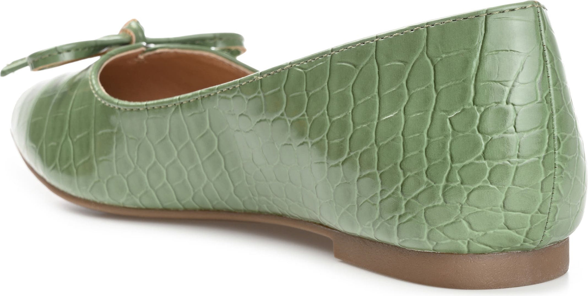 JOURNEE COLLECTION Devalyn Croc Embossed Pointed Toe Flat, Alternate, color, GREEN