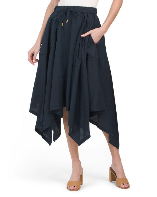 main image of Handkerchief Hem Linen Skirt