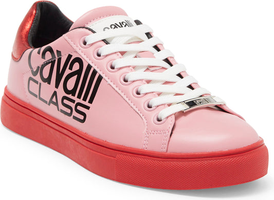 ROBERTO CAVALLI Logo Tennis Shoe, Main, color, PINK/ RED