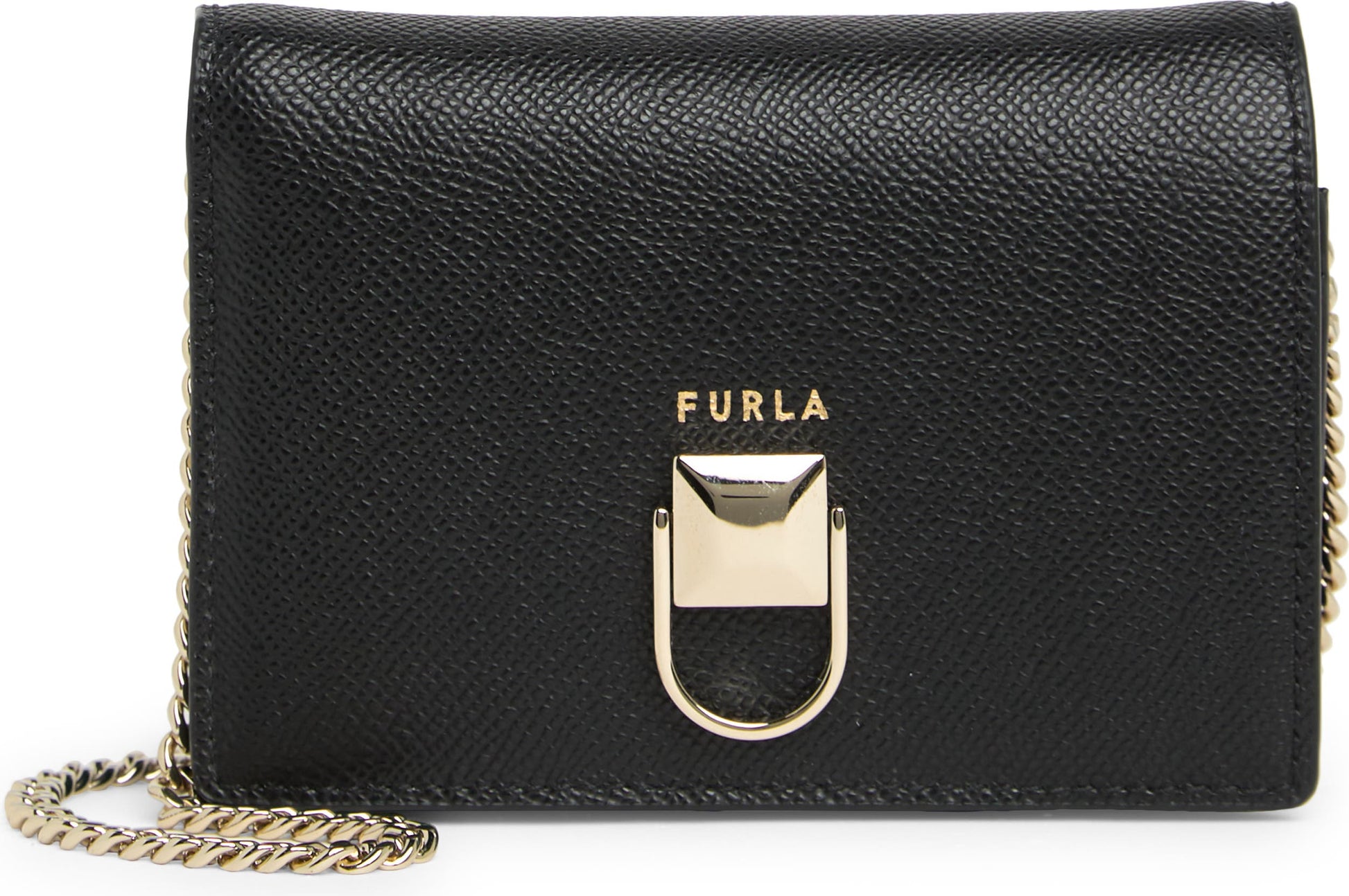 FURLA Circle Tri-Fold Chain Strap Crossbody, Main, color, NERO