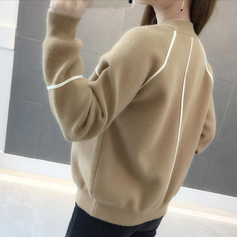 Women Sweater 2023 New Arrival Autumn And Winter Loose Zipper Female Knitted Cardigan Coat Black Blue Gray Korean style A66