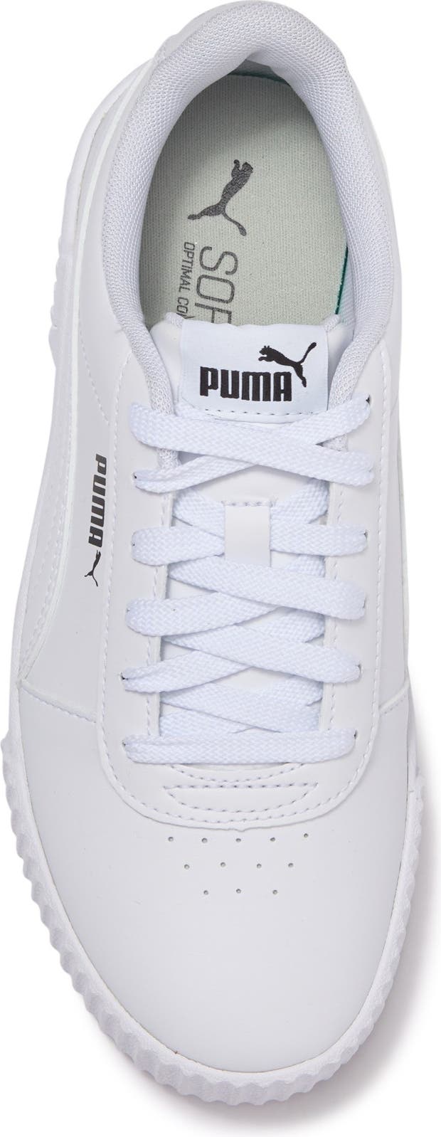 PUMA Carina Leather Platform Sneaker, Alternate, color, PUMA WHITE-PUMA WHITE