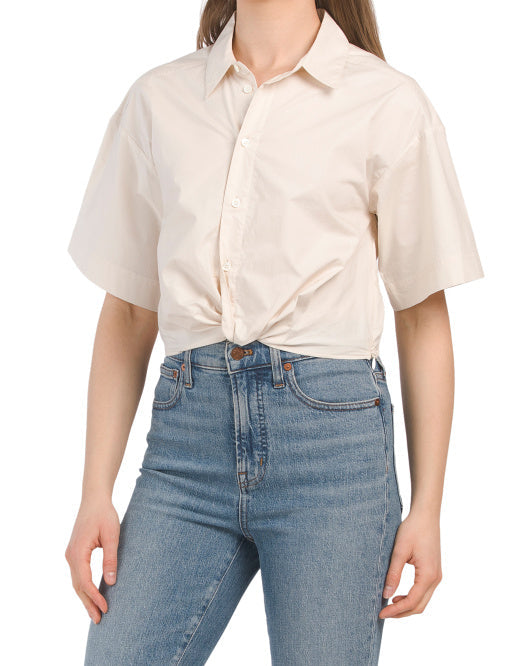 Cropped Twist Front Shirt