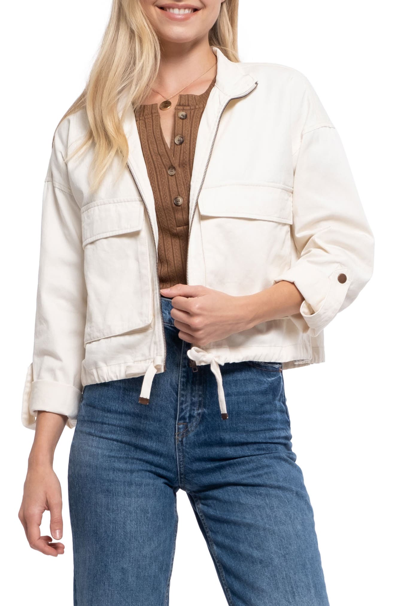 BLU PEPPER Oversized Utility Jacket, Main, color, IVORY