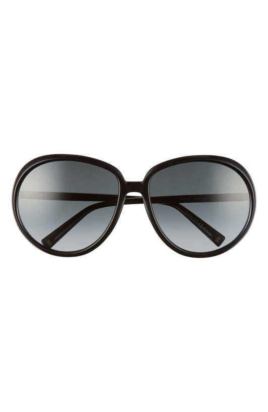 GIVENCHY 61mm Gradient Round Sunglasses, Main, color, BLACK/ DARK GREY GRAD