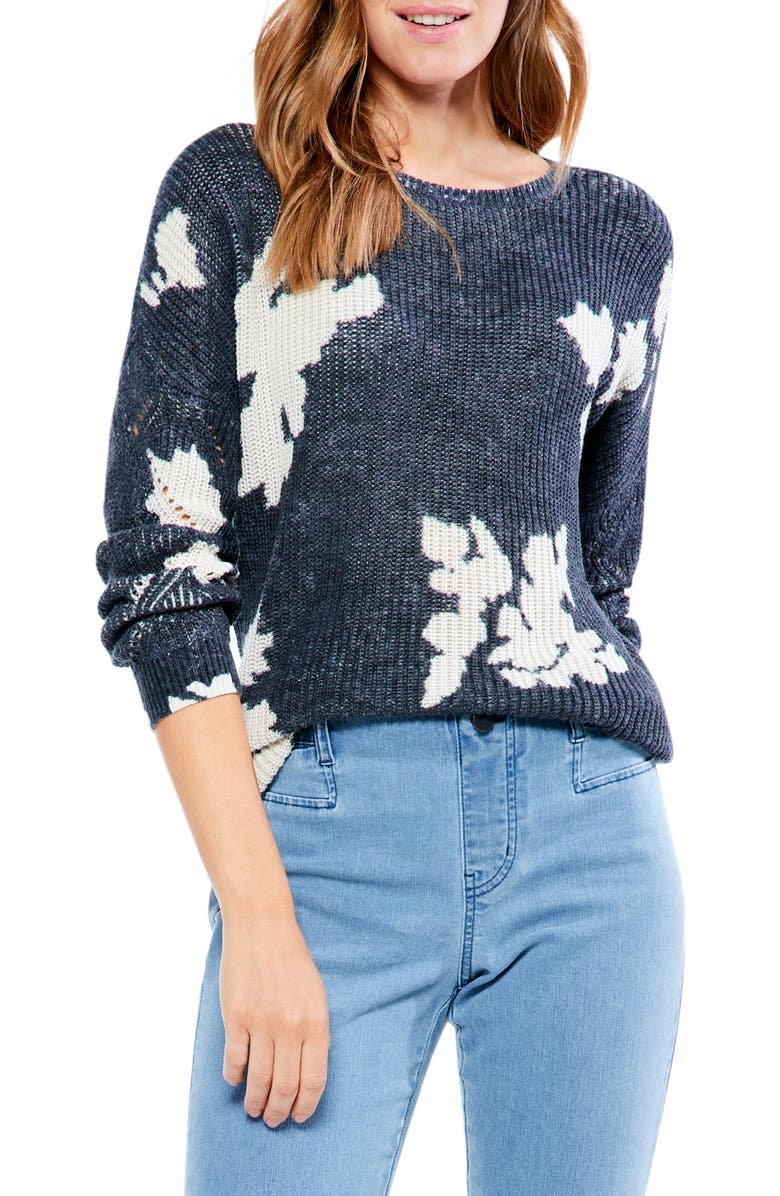 NIC+ZOE Scattered Floral Cotton Blend Sweater