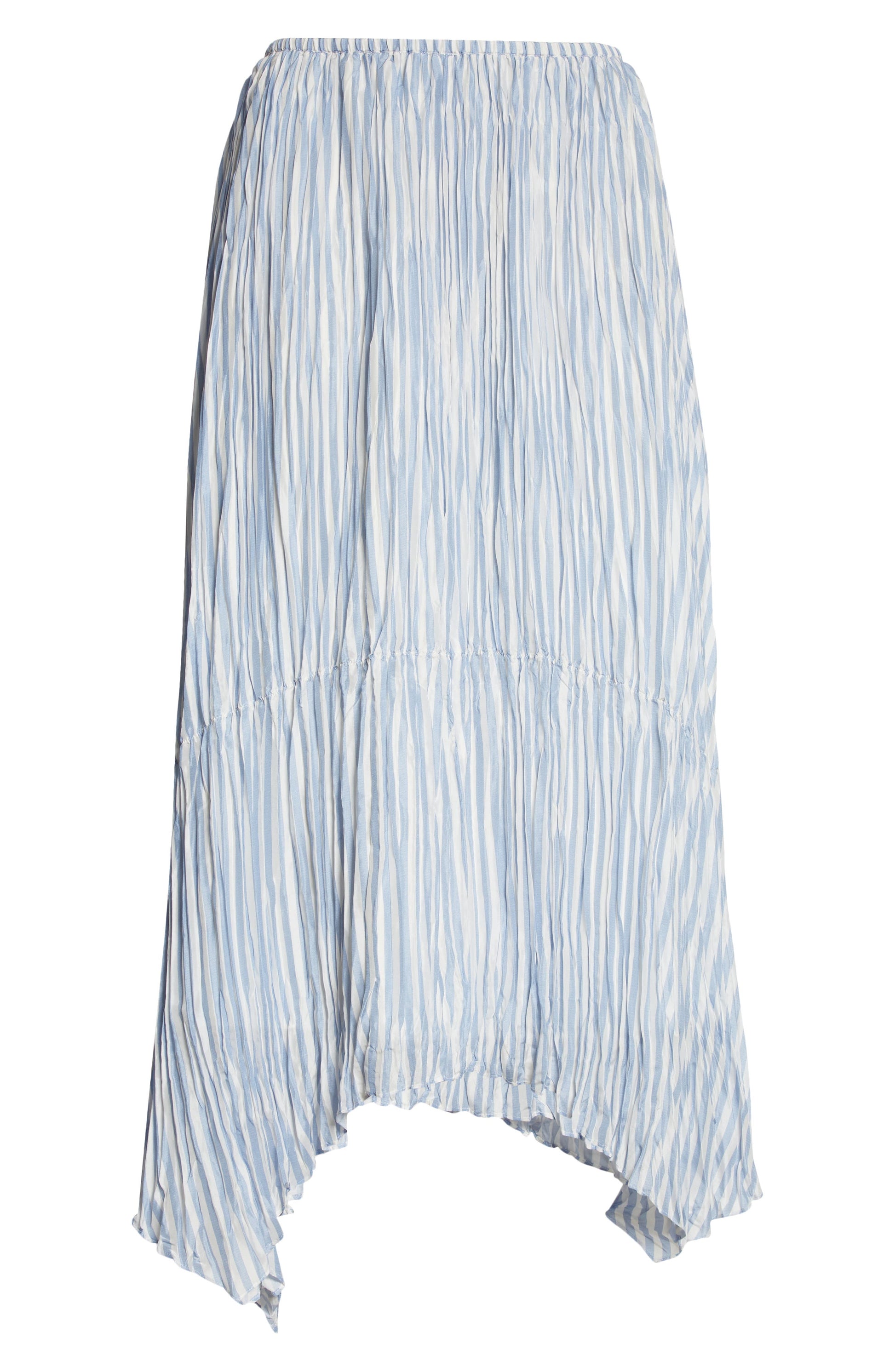 VINCE Stripe Crushed Handkerchief Hem Skirt, Alternate, color, RIVIERA