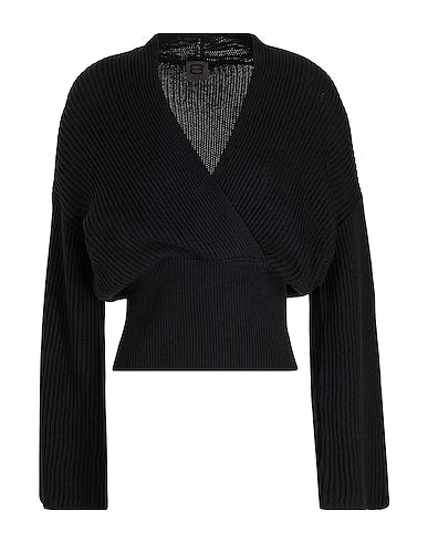 8 by YOOX Sweater ORGANIC COTTON CROSS DETAIL TOP
 Black 100% Organic cotton