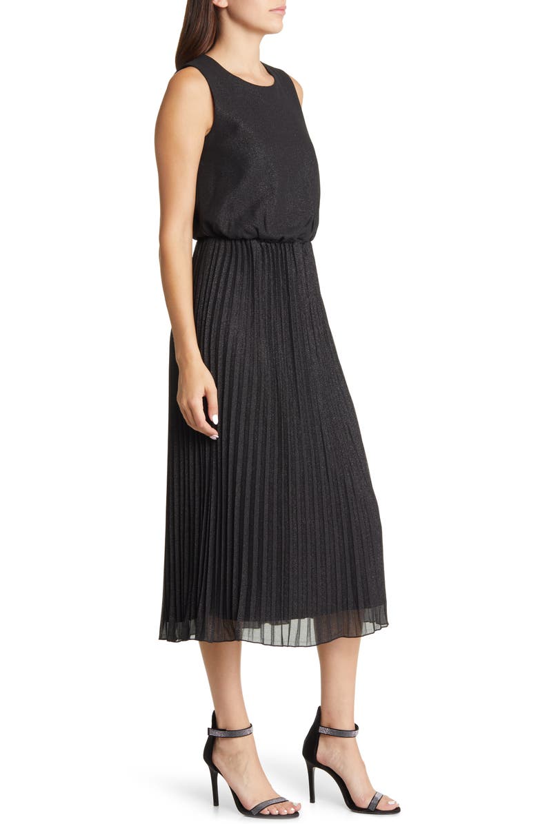 SAM EDELMAN Pleated Metallic Midi Dress