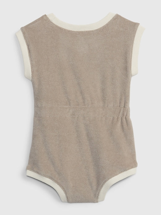 View large product image 2 of 3. Baby Towel Terry Shorty One-Piece