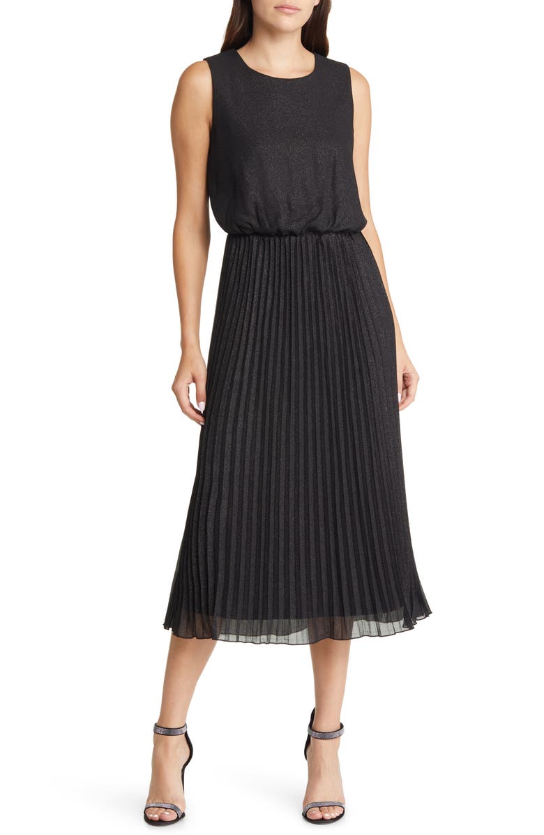 SAM EDELMAN Pleated Metallic Midi Dress