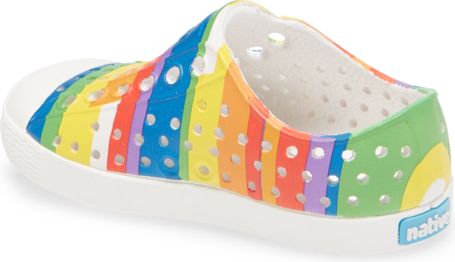 NATIVE SHOES Jefferson Water Friendly Perforated Slip-On, Alternate, color, RAINBOW MULTI STRIPE/ WHITE