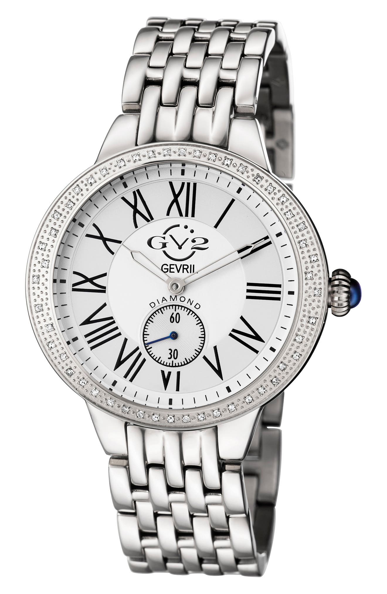 GV2 Astor Diamond Quartz Watch, 40mm - 0.24 ctw, Main, color, STAINLESS STEEL