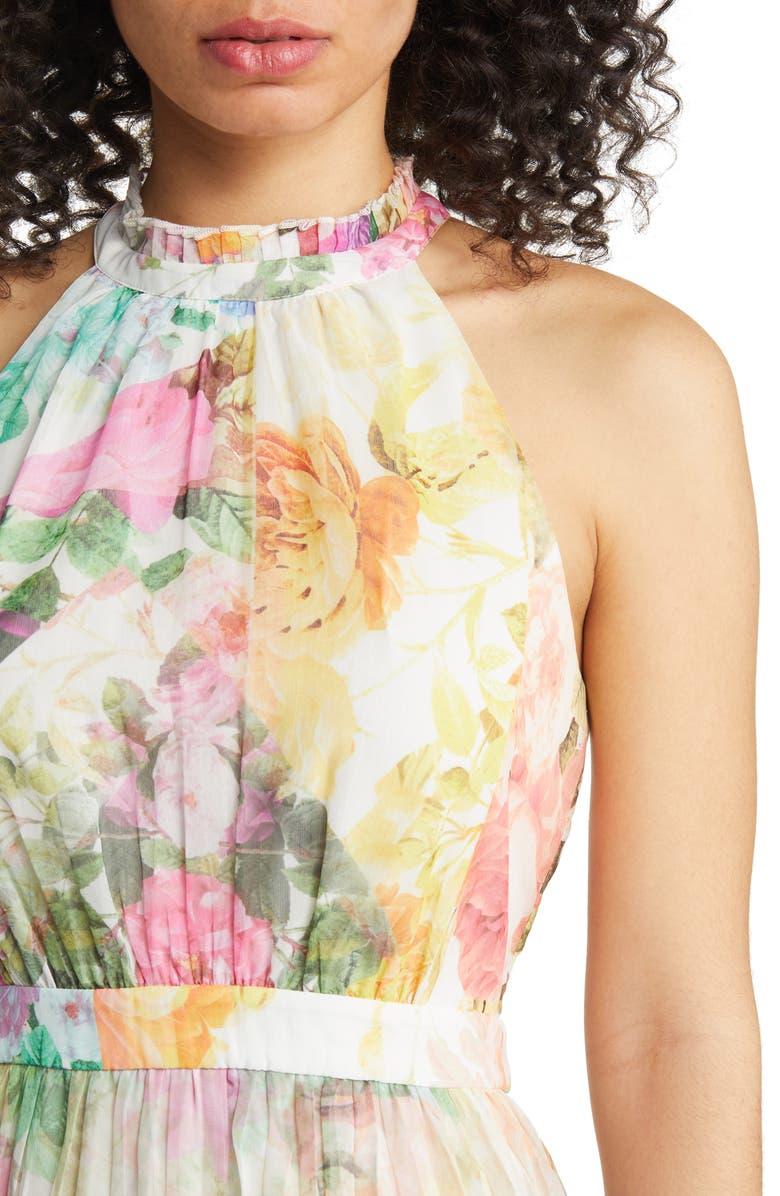 VINCE CAMUTO Halter Floral Chiffon Dress