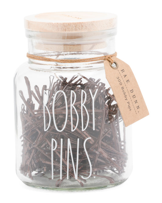 300ct Bobby Pins With Small Glass Jar