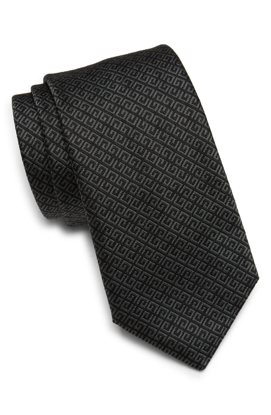 GIVENCHY Logo Silk Tie, Main, color, BLACK GREY