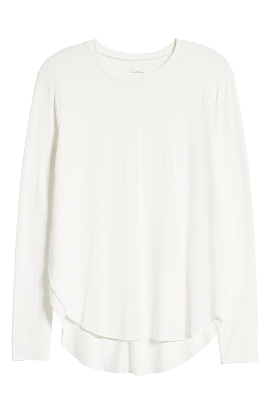 HALOGEN<SUP>®</SUP> Long Sleeve Shirttail Hem Shirt, Alternate, color, WHITE